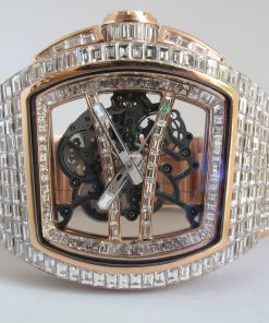 Richard Mille Rose Gold Yohan Blake Custom All Full Baguette Diamonds on Bracelet.