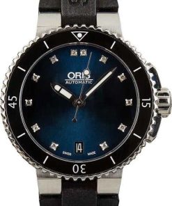 HandMade The Ladies Oris Aquis Date Blue Diamond Dial