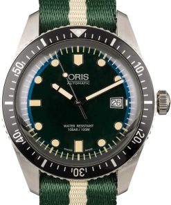 HandMade The Oris Divers Sixty Five Green & Ivory Textile Strap