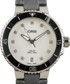 HandMade The Ladies Oris Aquis Date White Diamond Dial