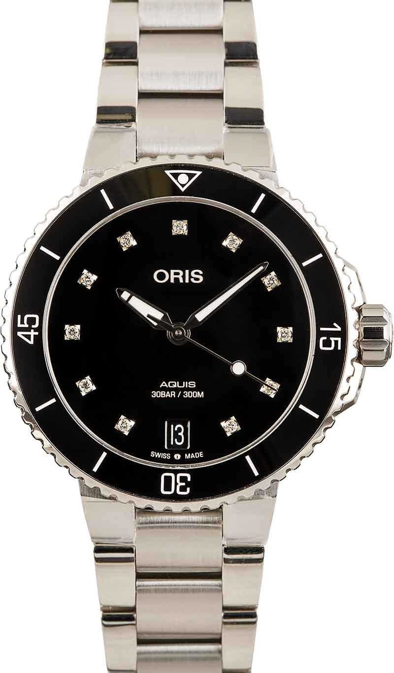 HandMade The Womens Oris Aquis Date Black Diamond Dial