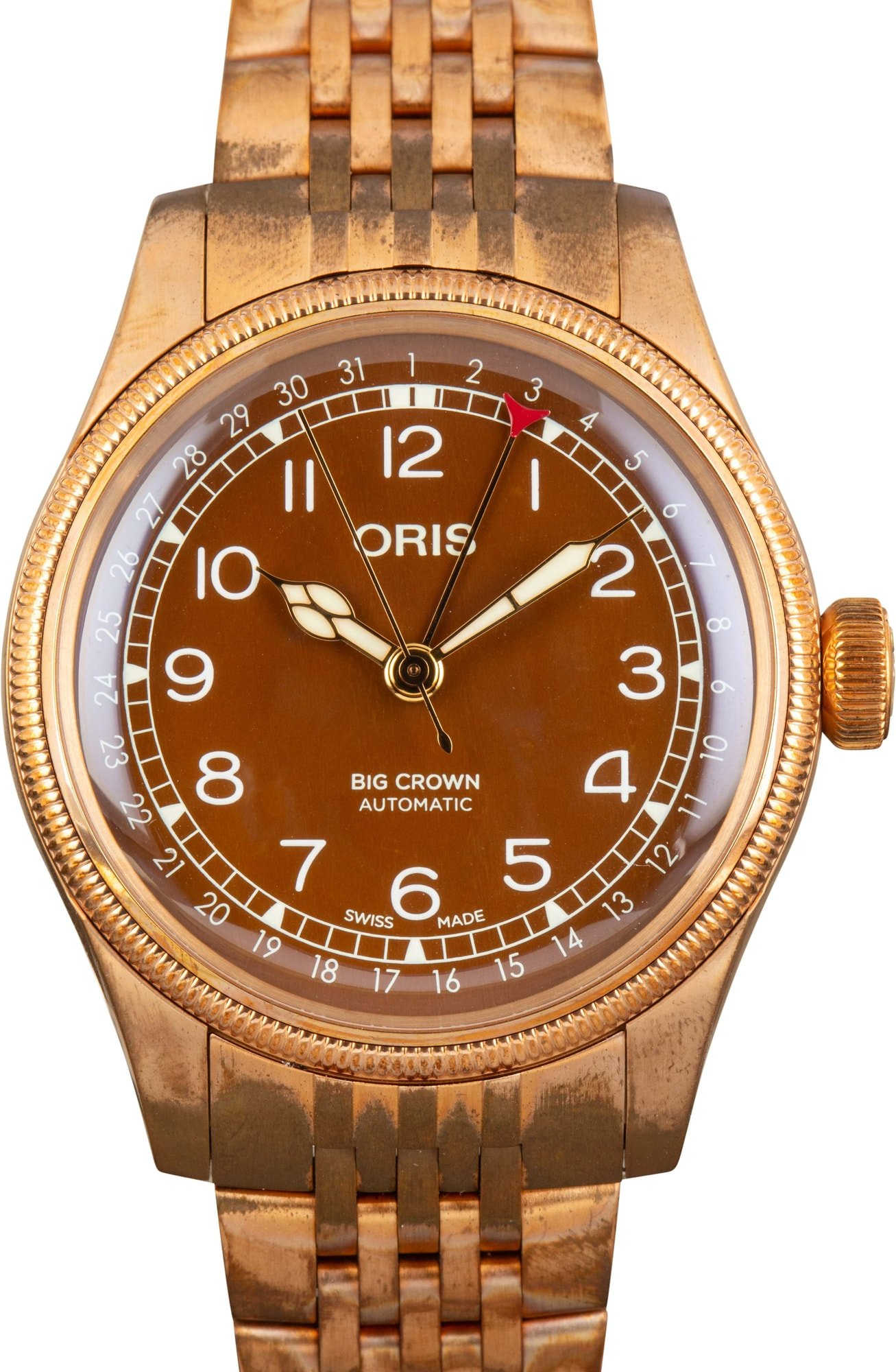 HandMade The Oris Big Crown Bronze Pointer Date Brown Arabic Dial