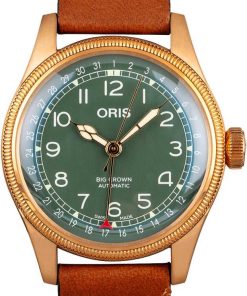 HandMade The Oris Big Crown Bronze Pointer Date Green Arabic Dial