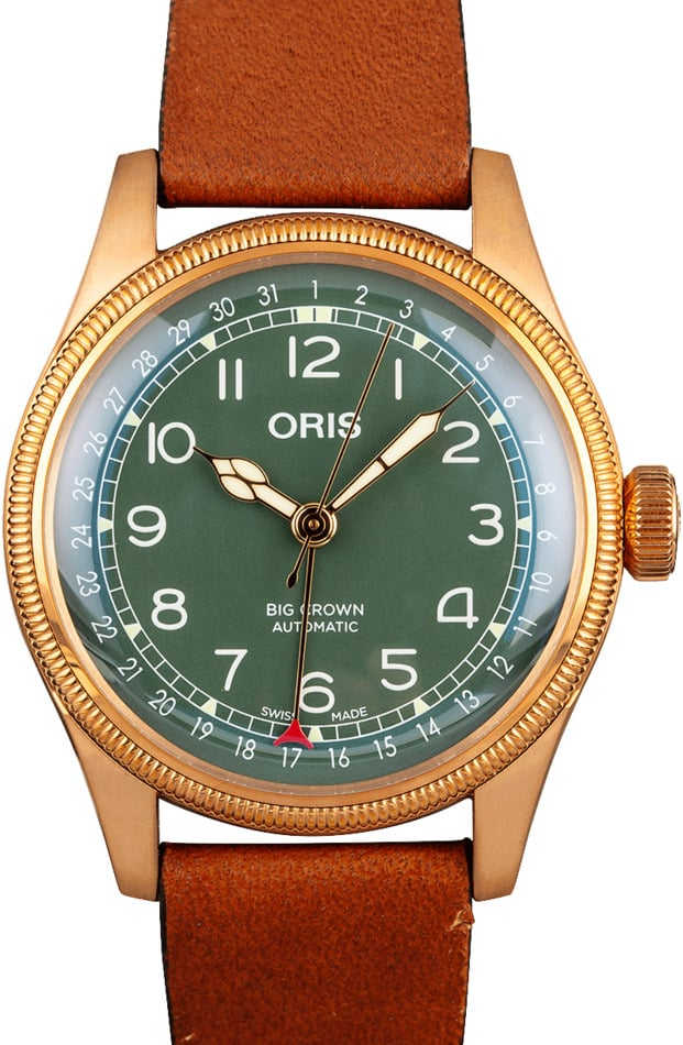 HandMade The Oris Big Crown Bronze Pointer Date Green Arabic Dial