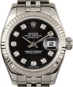 HandMade The Rolex Lady Datejust 179174 Black Diamond Dial 100% Authentic
