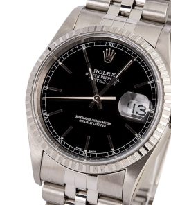 Alternative view of HandMade The Rolex Datejust 16220 Black Dial Steel Jubilee
