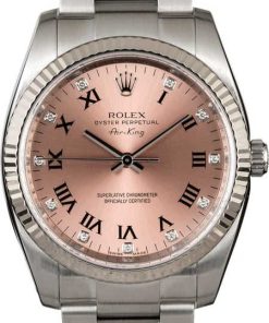 HandMade The Rolex Air-King 114234 Salmon Diamond Roman Dial