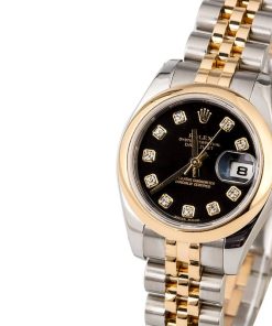 Alternative view of HandMade The Rolex Datejust 179163 Black Diamond Dial