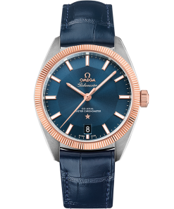 Omega CONSTELLATION GLOBEMASTER 39 mm, steel ‑ Sedna™ gold on leather strap 130.23.39.21.03.001