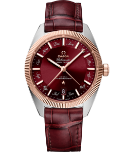 Omega CONSTELLATION GLOBEMASTER 41 mm, steel ‑ Sedna™ gold on leather strap 130.23.41.22.11.001