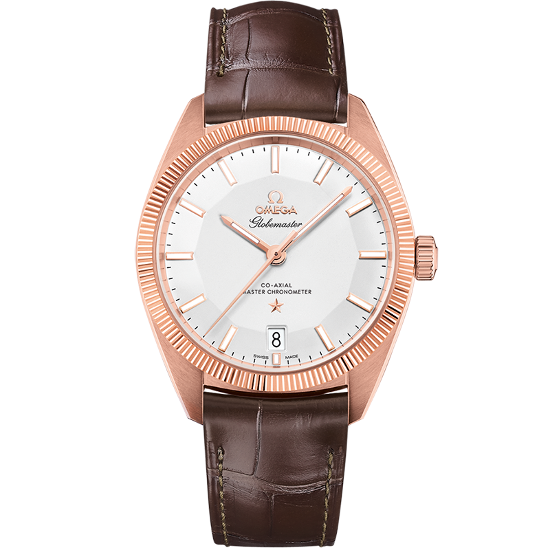 Omega CONSTELLATION GLOBEMASTER 39 mm, Sedna™ gold on leather strap 130.53.39.21.02.001