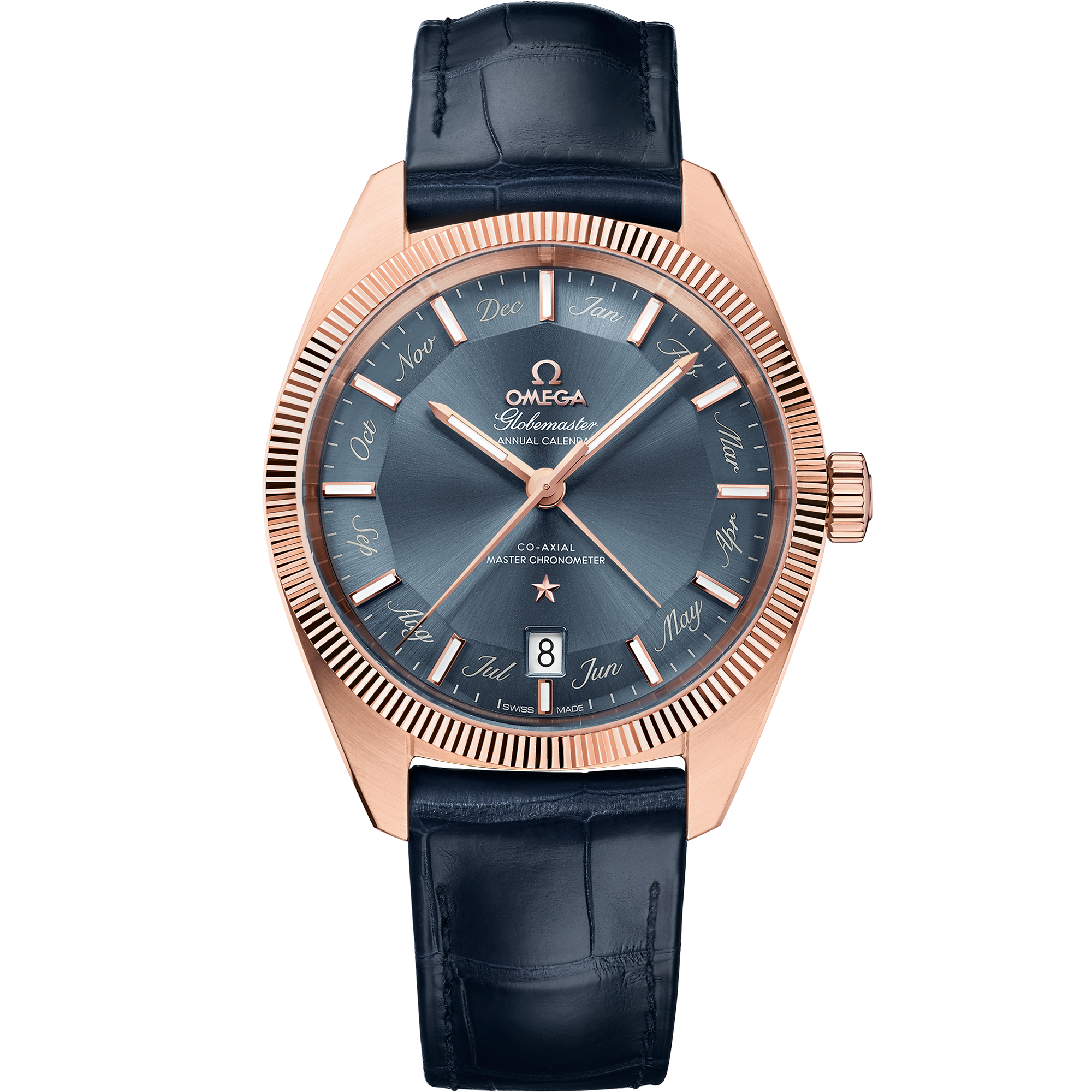 Omega CONSTELLATION GLOBEMASTER 41 mm, Sedna™ gold on leather strap 130.53.41.22.03.001