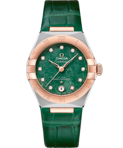 Omega CONSTELLATION 29 mm, steel ‑ Sedna™ gold on leather strap 131.23.29.20.99.001