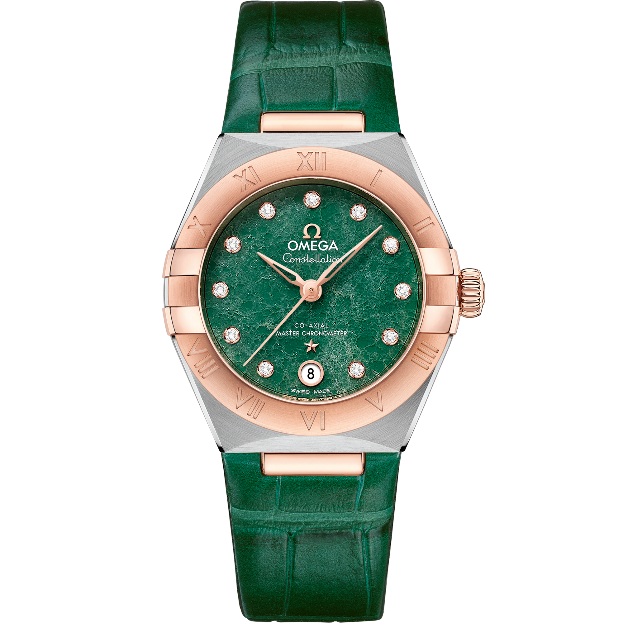 Omega CONSTELLATION 29 mm, steel ‑ Sedna™ gold on leather strap 131.23.29.20.99.001