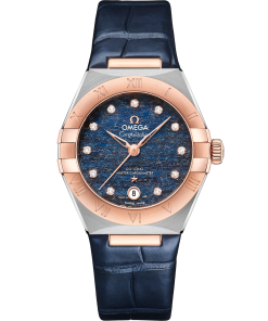 Omega CONSTELLATION 29 mm, steel ‑ Sedna™ gold on leather strap 131.23.29.20.99.003