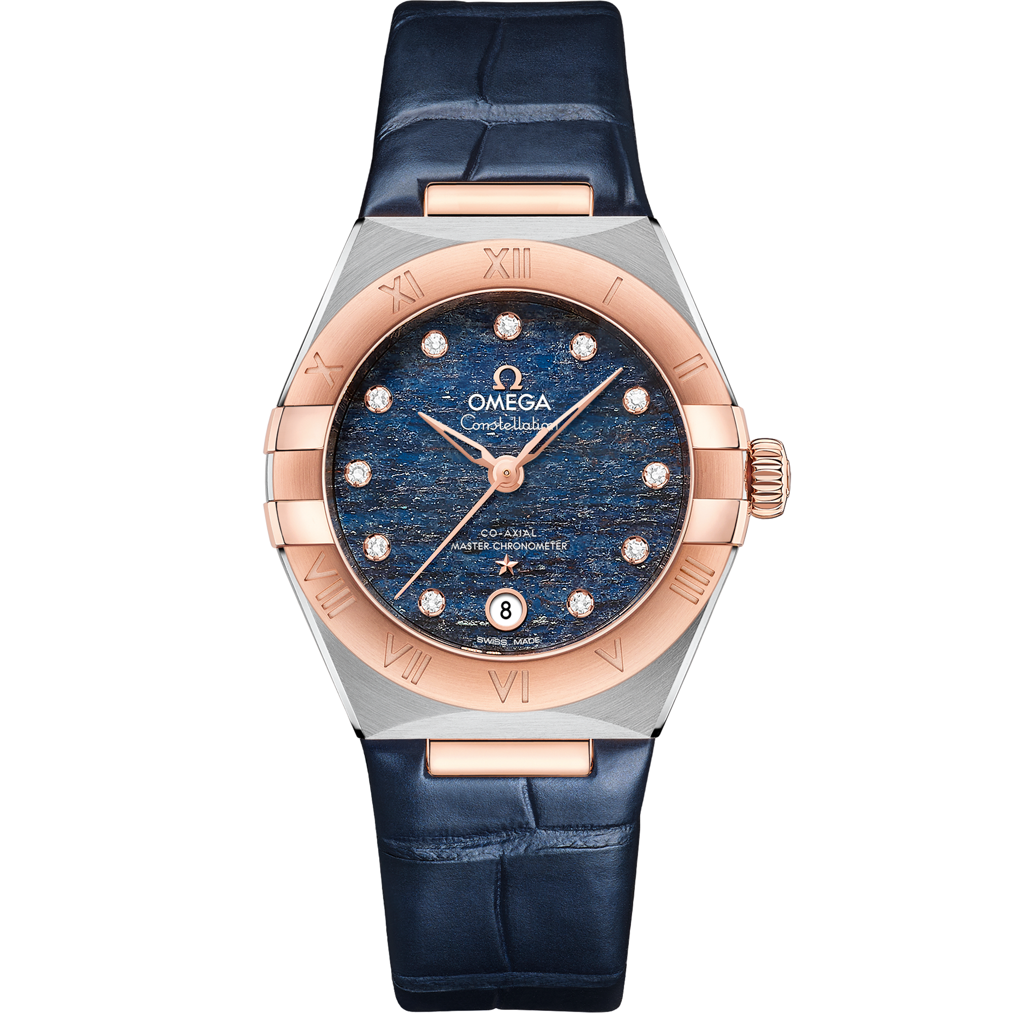 Omega CONSTELLATION 29 mm, steel ‑ Sedna™ gold on leather strap 131.23.29.20.99.003