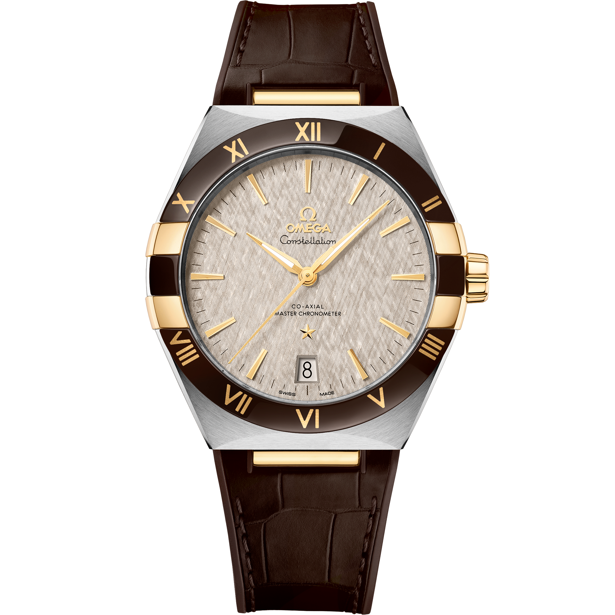Omega CONSTELLATION 41 mm, steel ‑ yellow gold on leather strap 131.23.41.21.06.002
