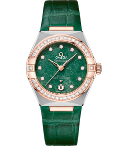 Omega CONSTELLATION 29 mm, steel ‑ Sedna™ gold on leather strap 131.28.29.20.99.001