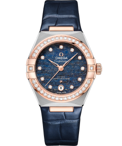 Omega CONSTELLATION 29 mm, steel ‑ Sedna™ gold on leather strap 131.28.29.20.99.003
