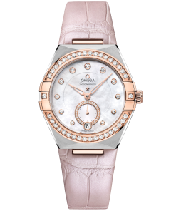 Omega CONSTELLATION 34 mm, steel ‑ Sedna™ gold on leather strap 131.28.34.20.55.001