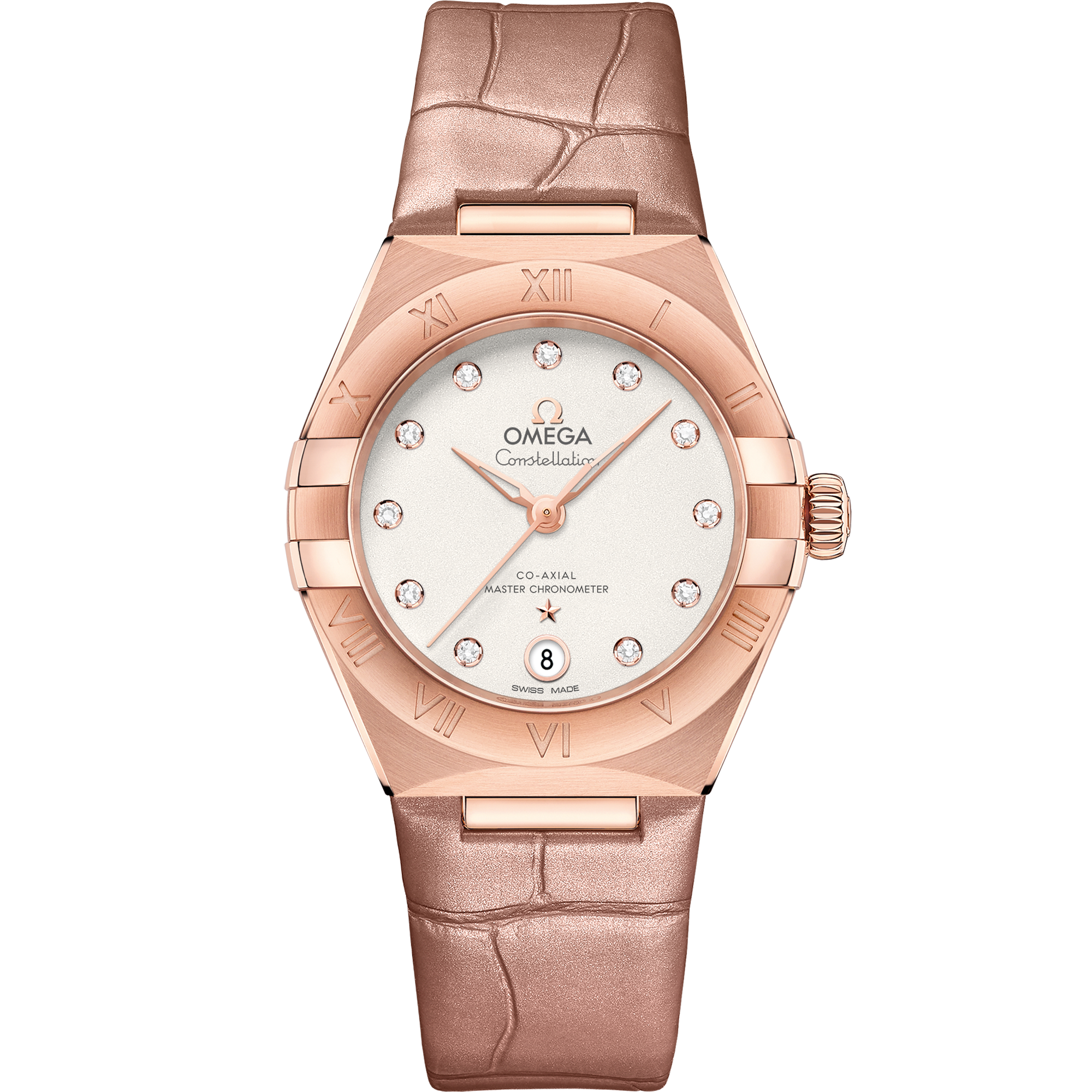 Omega CONSTELLATION 29 mm, Sedna™ gold on leather strap 131.53.29.20.52.002