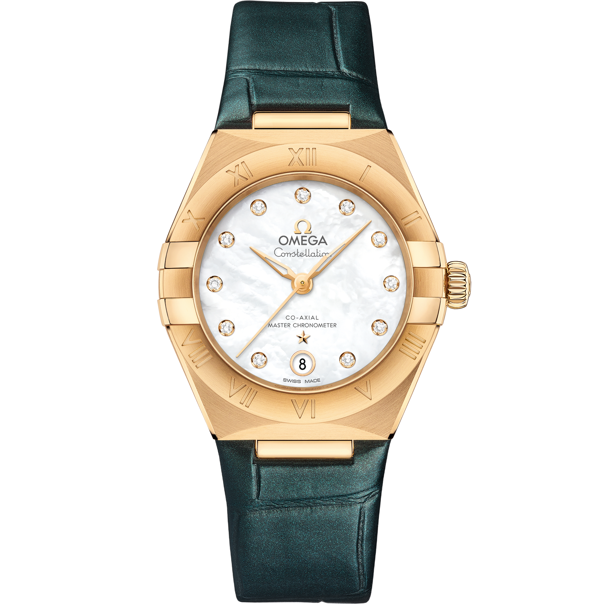 Omega CONSTELLATION 29 mm, yellow gold on leather strap 131.53.29.20.55.001