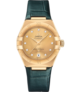 Omega CONSTELLATION 29 mm, yellow gold on leather strap 131.53.29.20.58.001