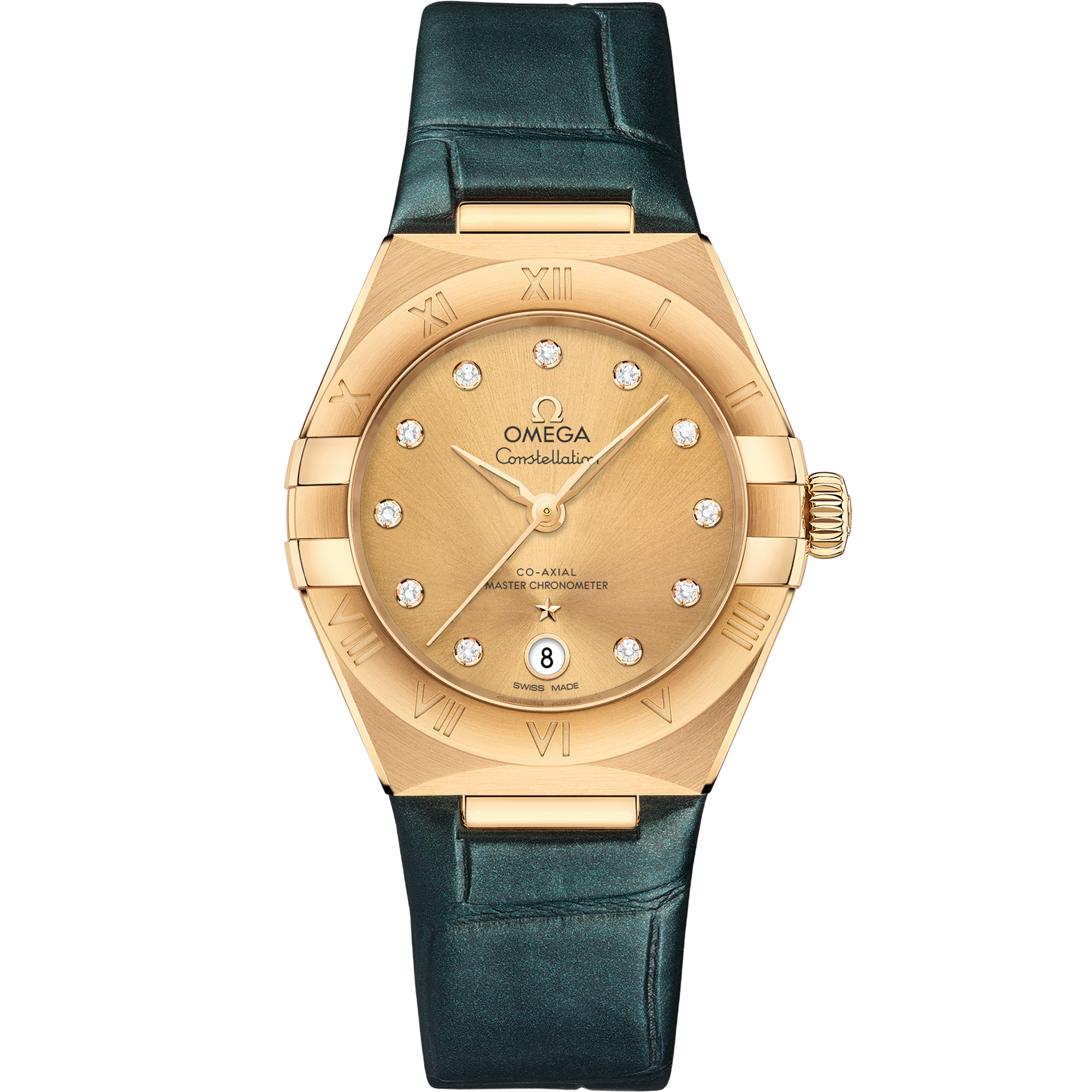 Omega CONSTELLATION 29 mm, yellow gold on leather strap 131.53.29.20.58.001