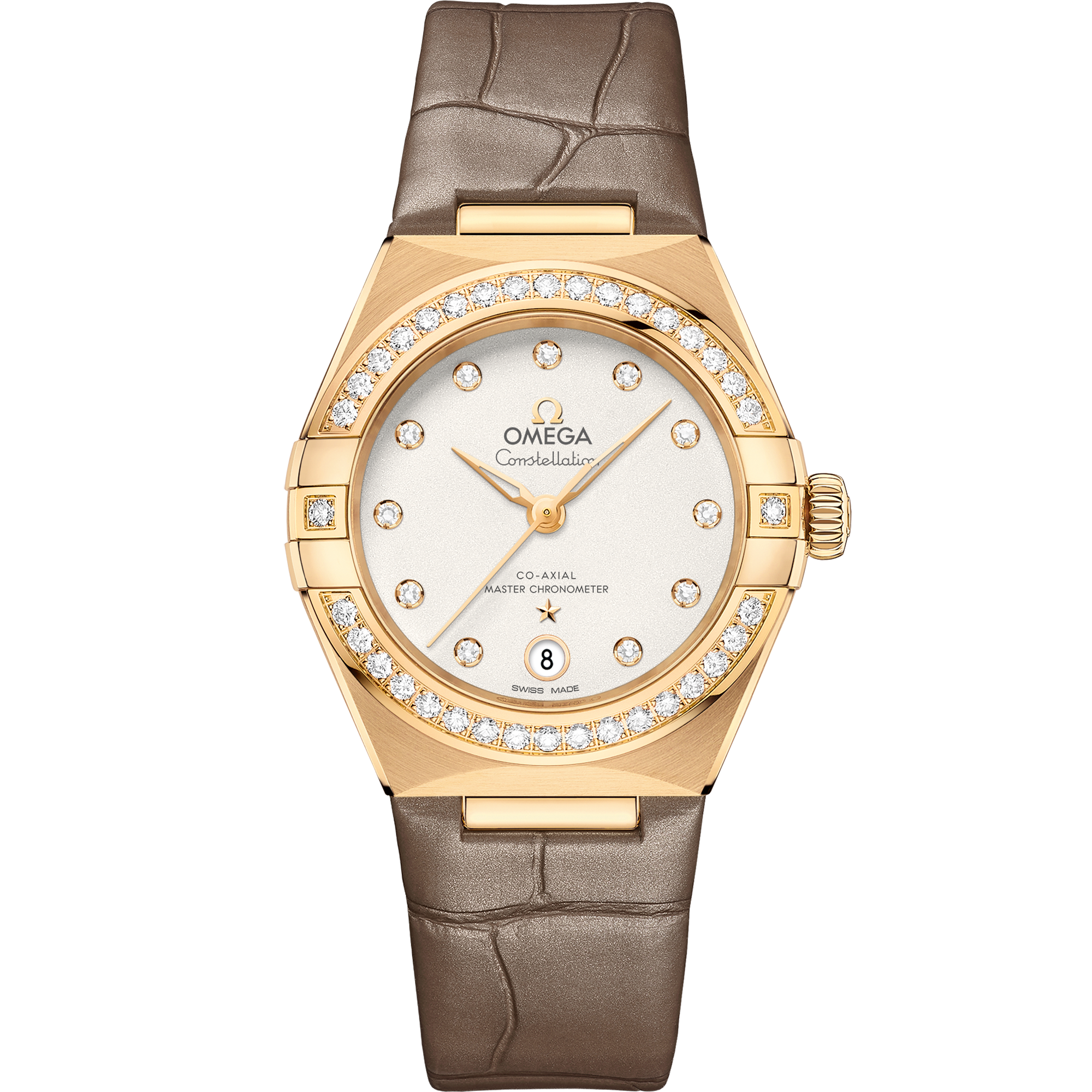 Omega CONSTELLATION 29 mm, yellow gold on leather strap 131.58.29.20.52.001