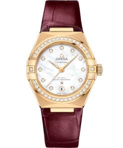 Omega CONSTELLATION 29 mm, yellow gold on leather strap 131.58.29.20.55.001