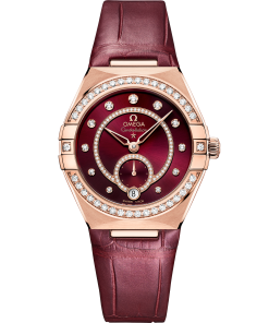 Omega CONSTELLATION 34 mm, Sedna™ gold on leather strap 131.58.34.20.61.001