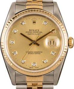 HandMade The Rolex Datejust 16233 Champagne Diamond Dial Watch