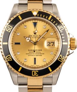 HandMade The Rolex Submariner 16613 Champagne Serti Dial with Black Insert