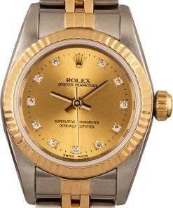 HandMade The Rolex Lady Oyster Perpetual 76193 Champagne Diamond Dial