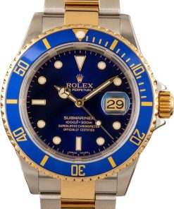HandMade The Rolex Submariner Steel and Gold Blue Dial 16613LB