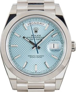 HandMade The Rolex Day-Date 40 228206 Ice Blue Diagonal Motif Dial