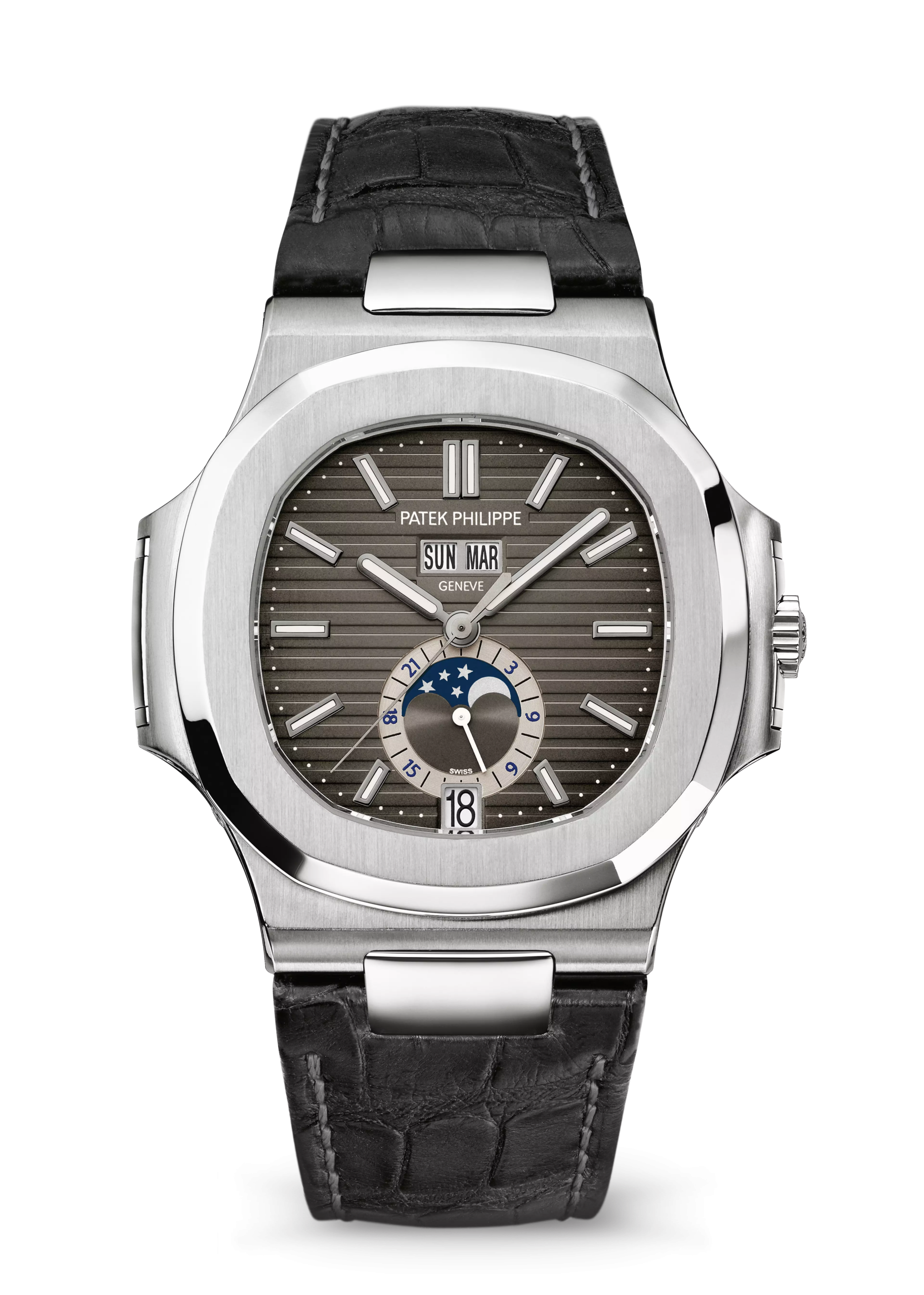 ANNUAL CALENDAR. MOON PHASES. Steel 5726A-001