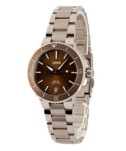 Alternative view of HandMade The Oris Aquis Date Brown Dial & Steel Band