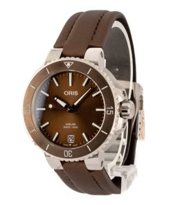 Alternative view of HandMade The Ladies Oris Aquis Date Brown Dial & Textile Strap