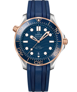 Omega SEAMASTER DIVER 300M 42 mm, steel ‑ Sedna™ gold on rubber strap 210.22.42.20.03.002