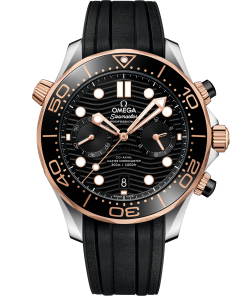 Omega SEAMASTER DIVER 300M 44 mm, steel ‑ Sedna™ gold on rubber strap 210.22.44.51.01.001