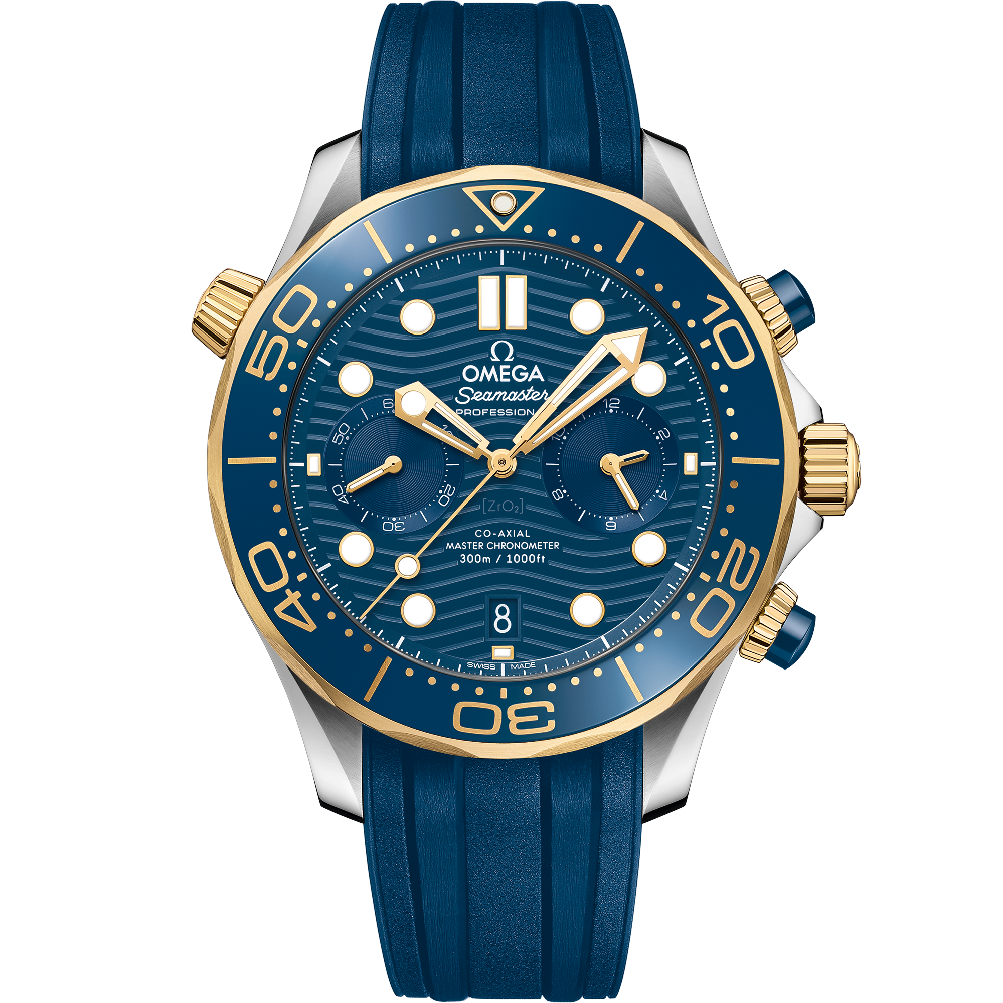 Omega SEAMASTER DIVER 300M 44 mm, steel ‑ yellow gold on rubber strap 210.22.44.51.03.001