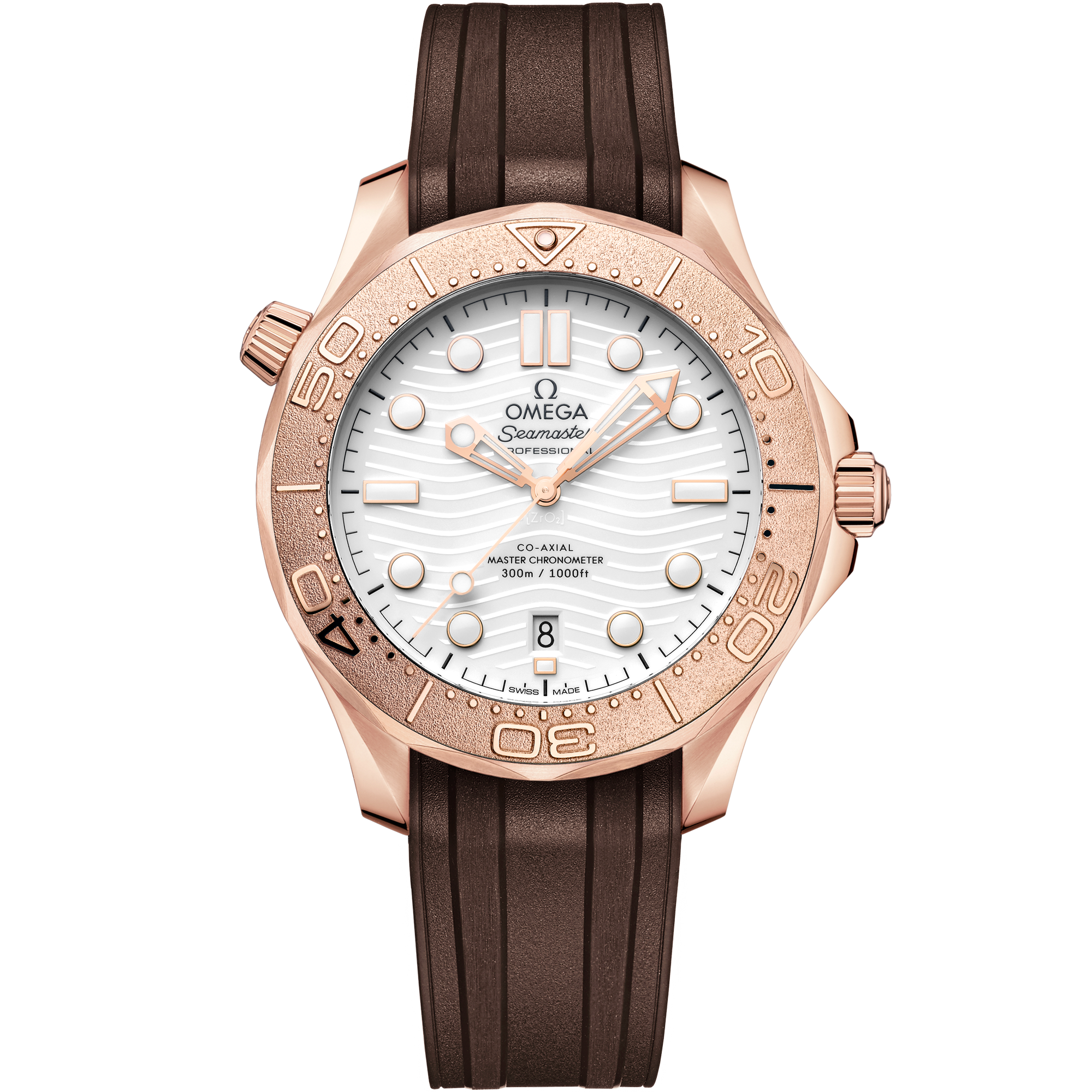 Omega SEAMASTER DIVER 300M 42 mm, Sedna™ gold on rubber strap 210.52.42.20.04.001