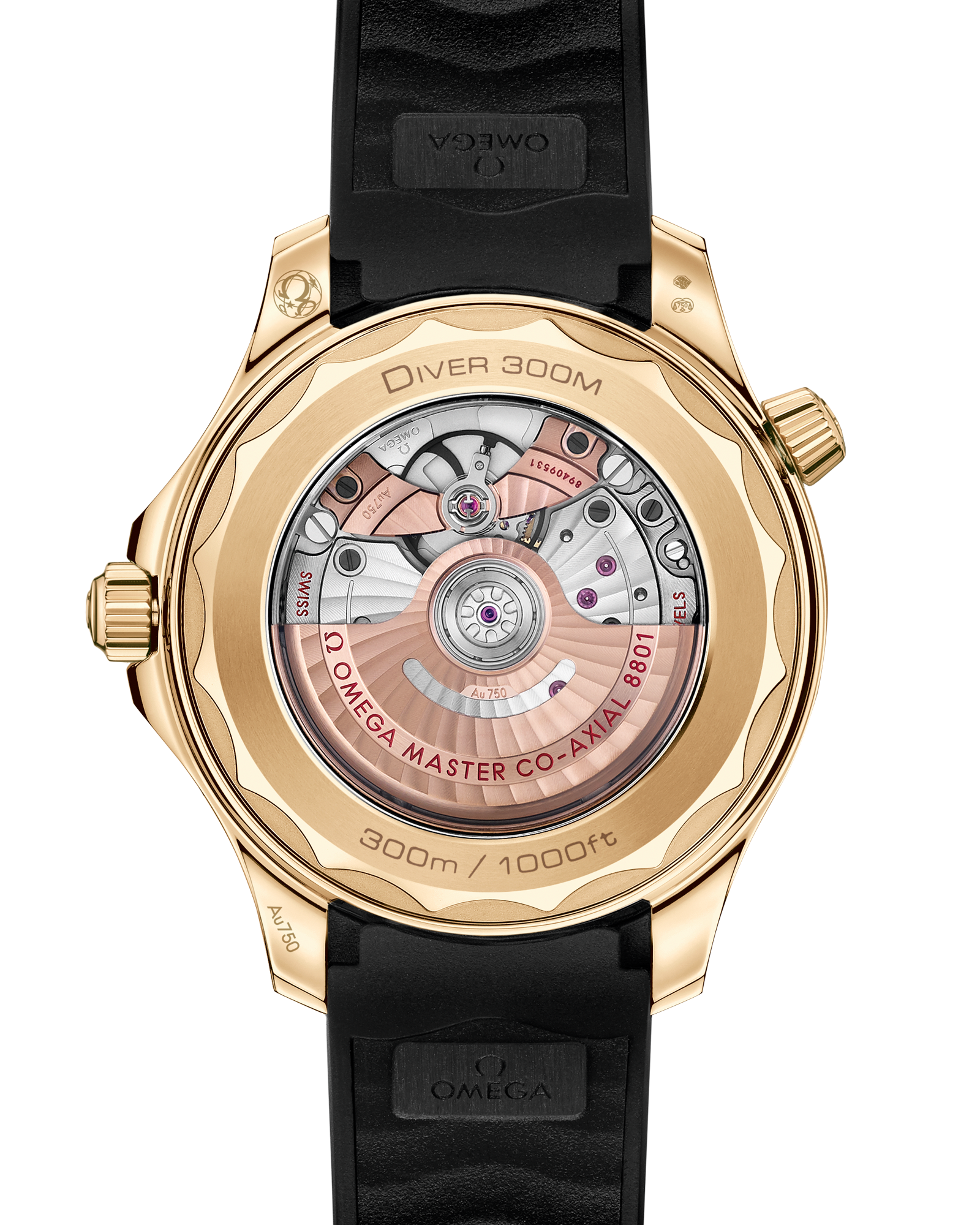 Omega SEAMASTER DIVER 300M 42 mm, Moonshine™ gold on rubber strap 210.62.42.20.01.003 - Image 2