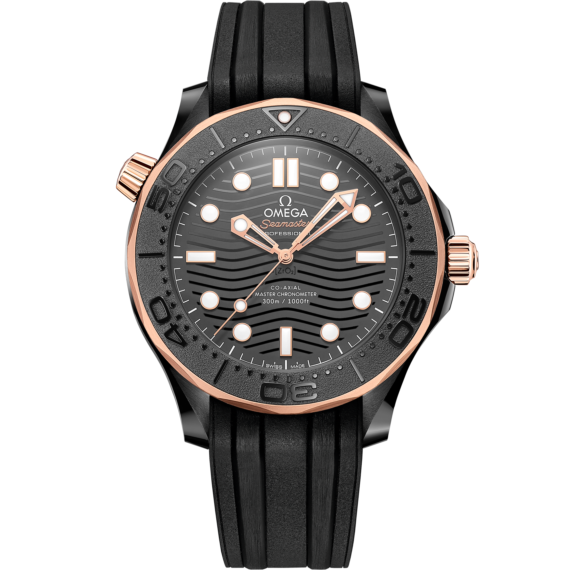 Omega SEAMASTER DIVER 300M 43.5 mm, black ceramic on rubber strap 210.62.44.20.01.001