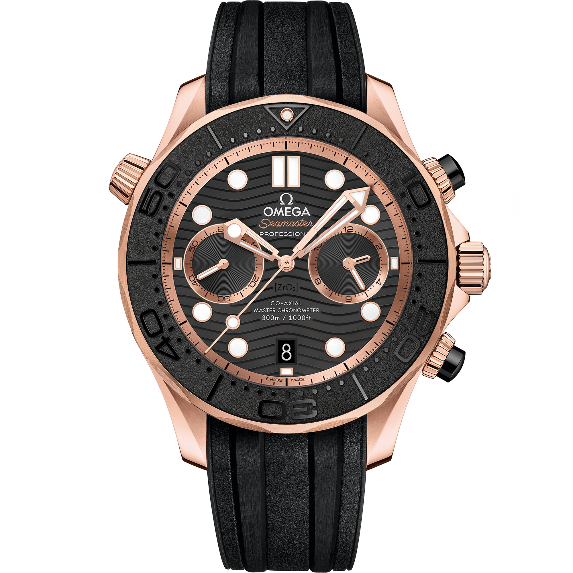 Omega SEAMASTER DIVER 300M 44 mm, Sedna™ gold on rubber strap 210.62.44.51.01.001