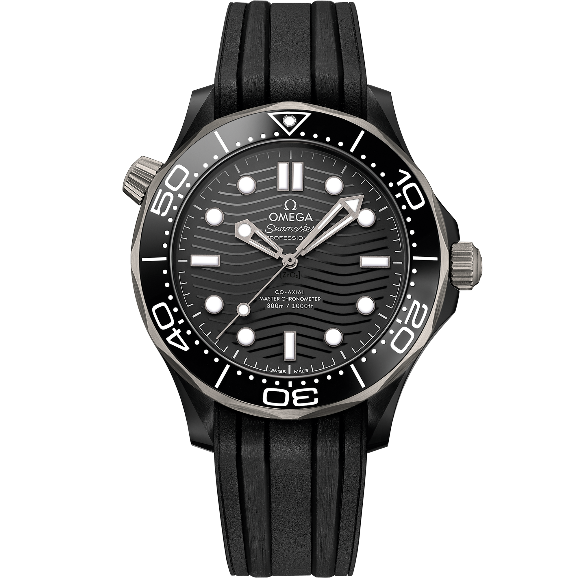 Omega SEAMASTER DIVER 300M 43.5 mm, black ceramic on rubber strap 210.92.44.20.01.001