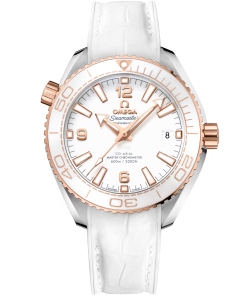 Omega SEAMASTER PLANET OCEAN 600M 39.5 mm, steel ‑ Sedna™ gold on leather strap with rubber lining 215.23.40.20.04.001