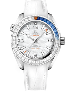 Omega SEAMASTER PLANET OCEAN 600M 39.5 mm, white gold on leather strap with rubber lining 215.58.40.20.05.001