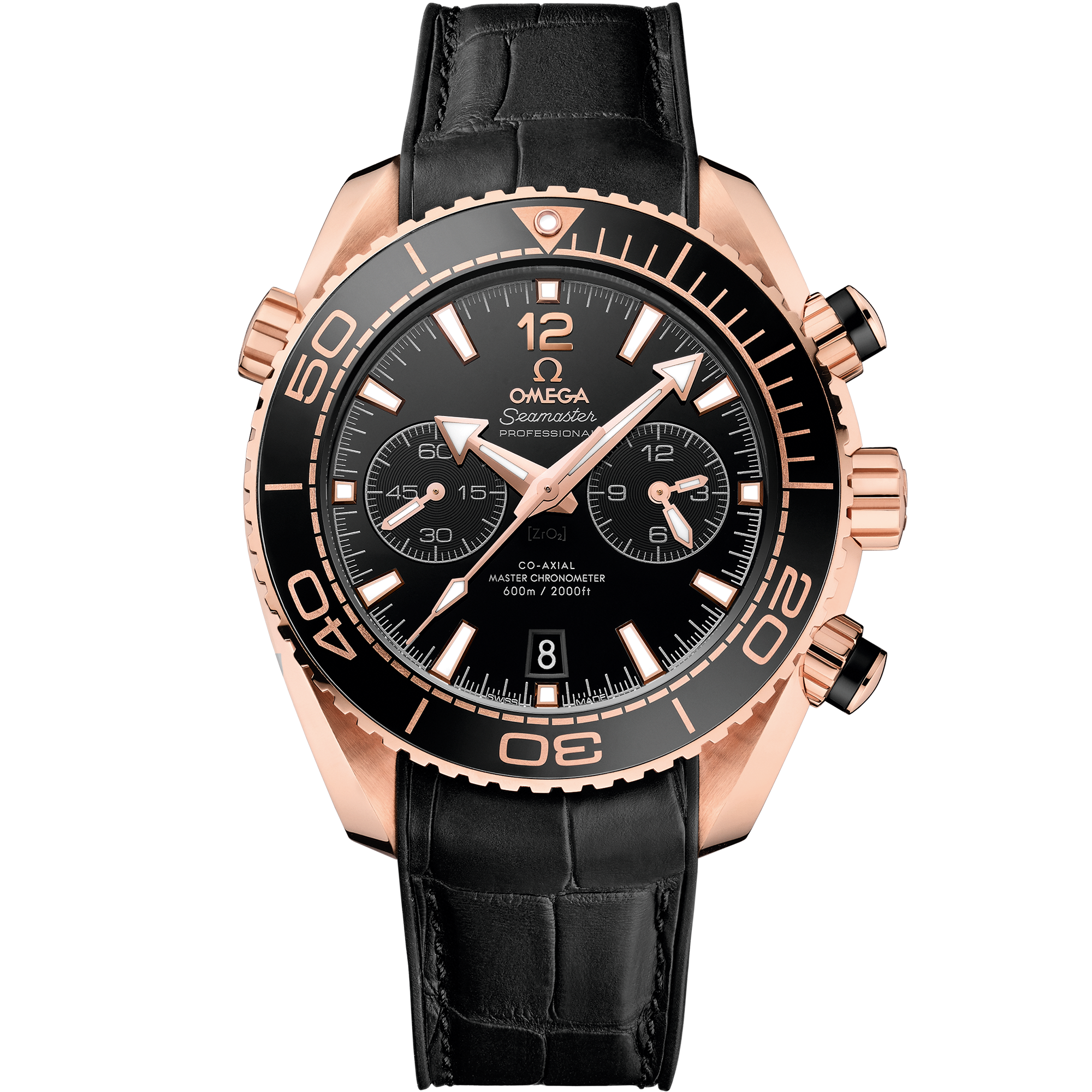 Omega SEAMASTER PLANET OCEAN 600M 45.5 mm, Sedna™ gold on leather strap with rubber lining 215.63.46.51.01.001